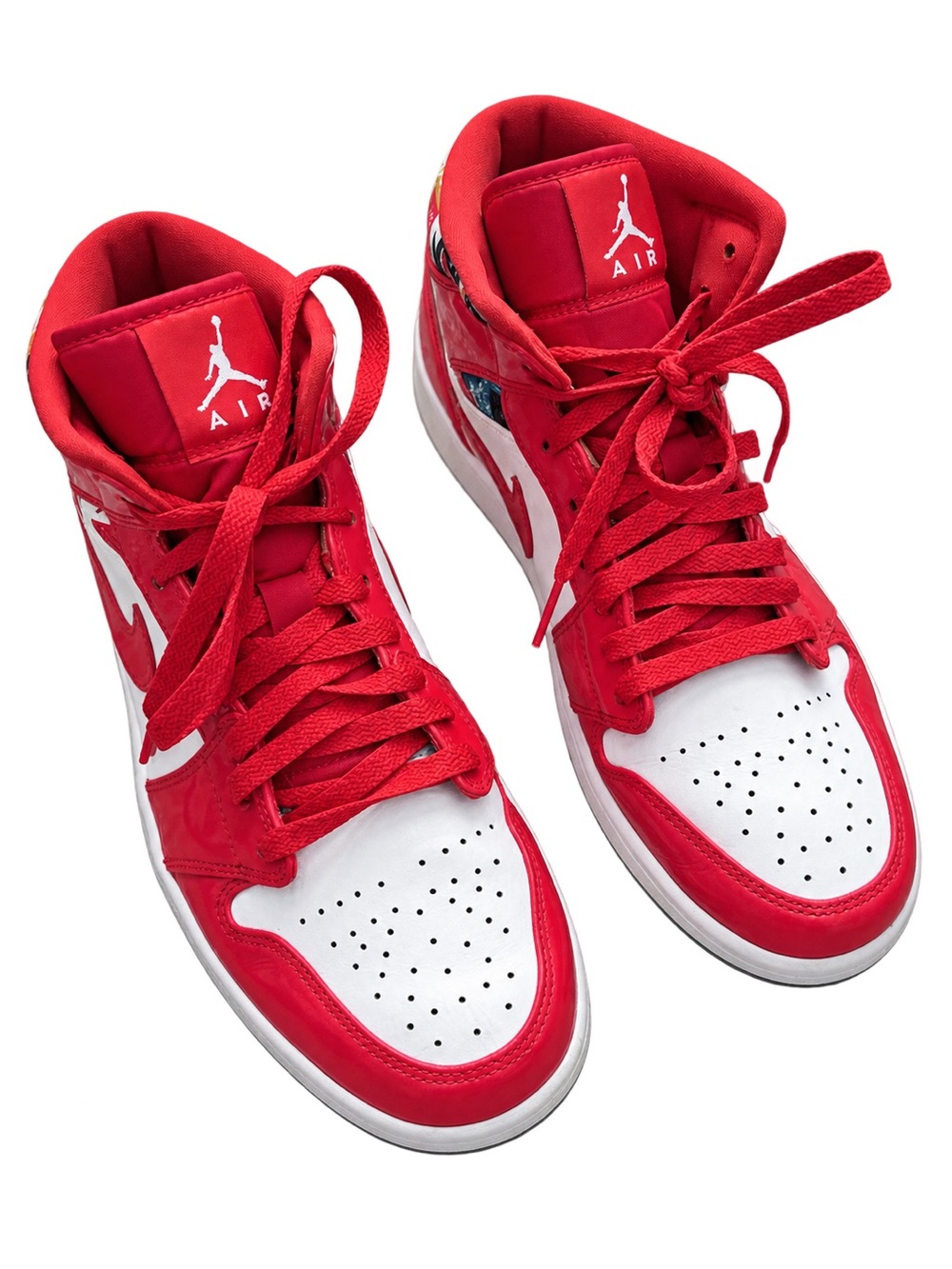 Nike Mens High-Top Sneakers in Red and White